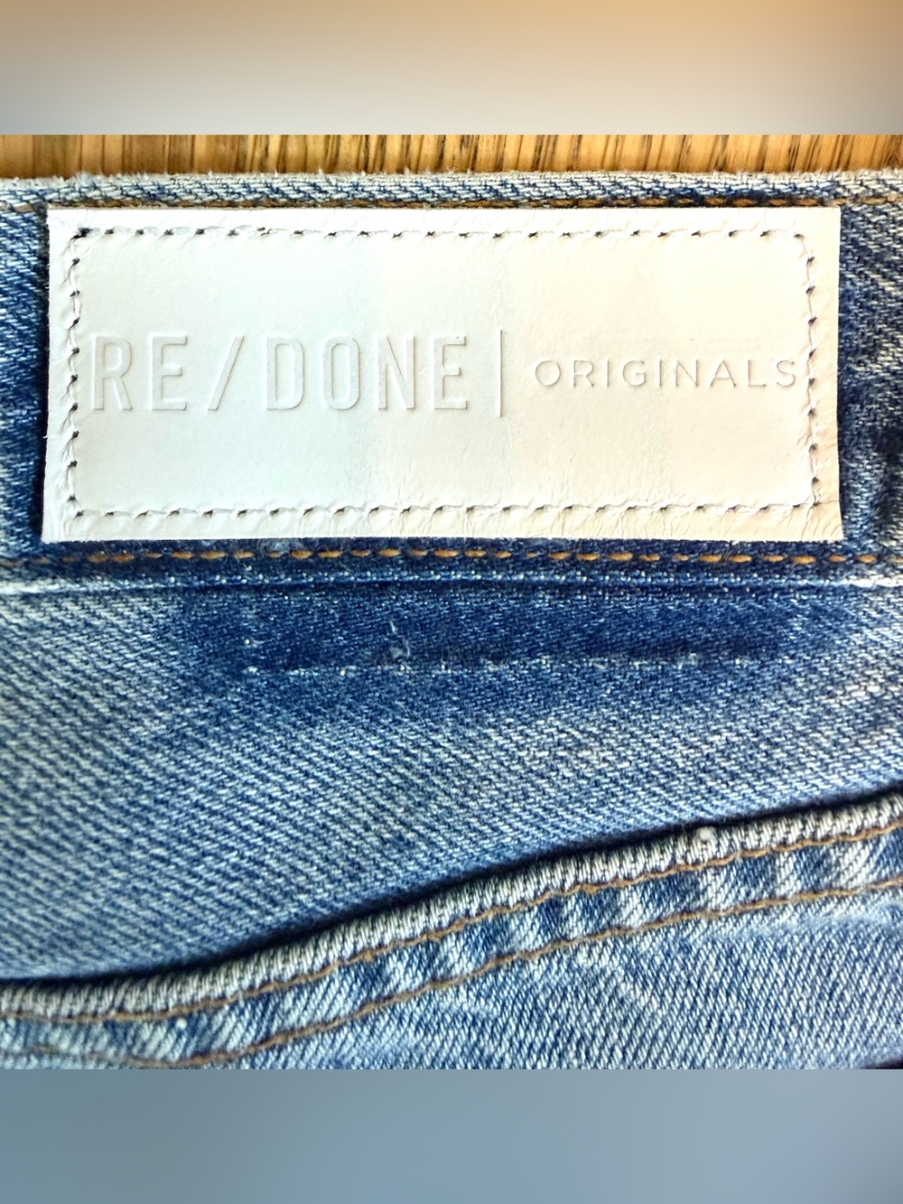 RE/DONE Originals Distressed Straight Leg Jeans Light Wash style # 188-3WSTV27 - Picture 10 of 15